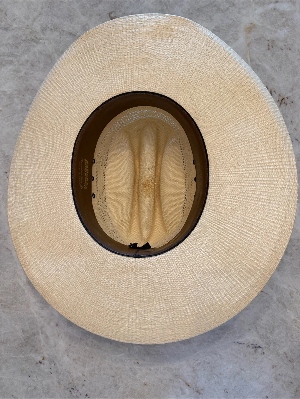 Cream Straw Cowboy Hat with Black strap Bangora